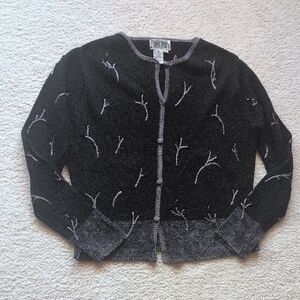 Elegant Black and Gray Women's Cardigan